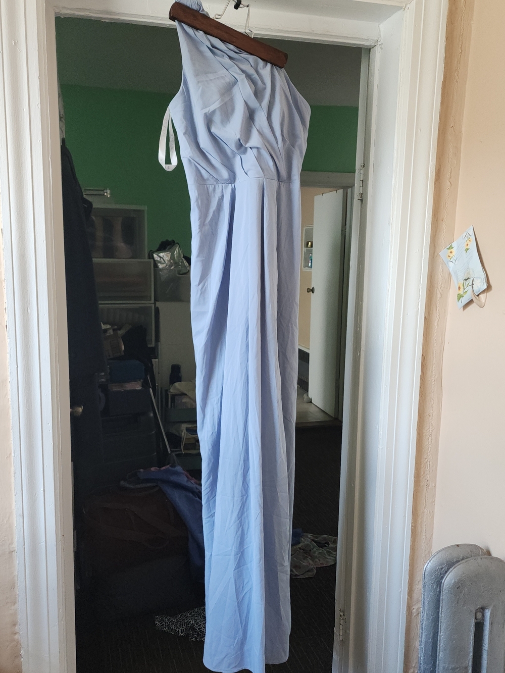 One-Shoulder Light Blue Maxi Dress - Women